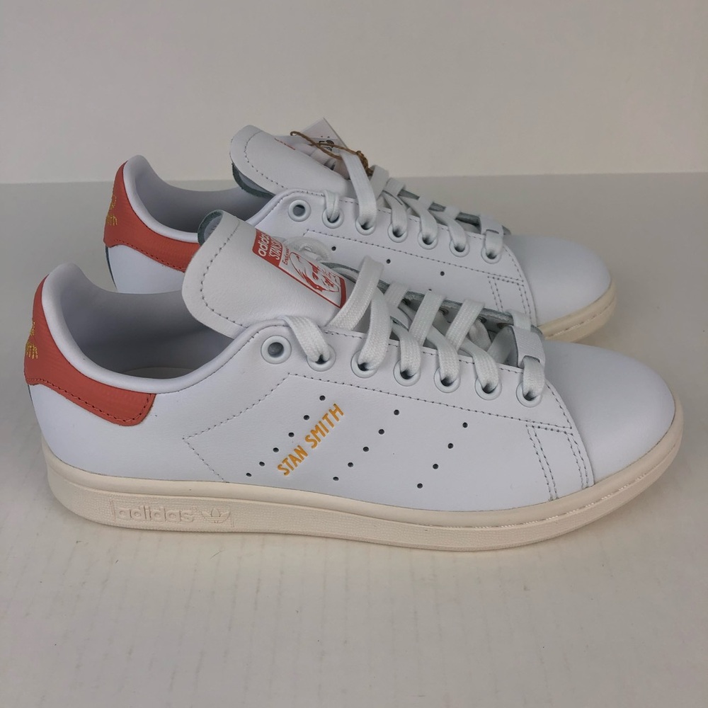 Adidas STAN SMITH White with Orange Accent Leather Sneakers